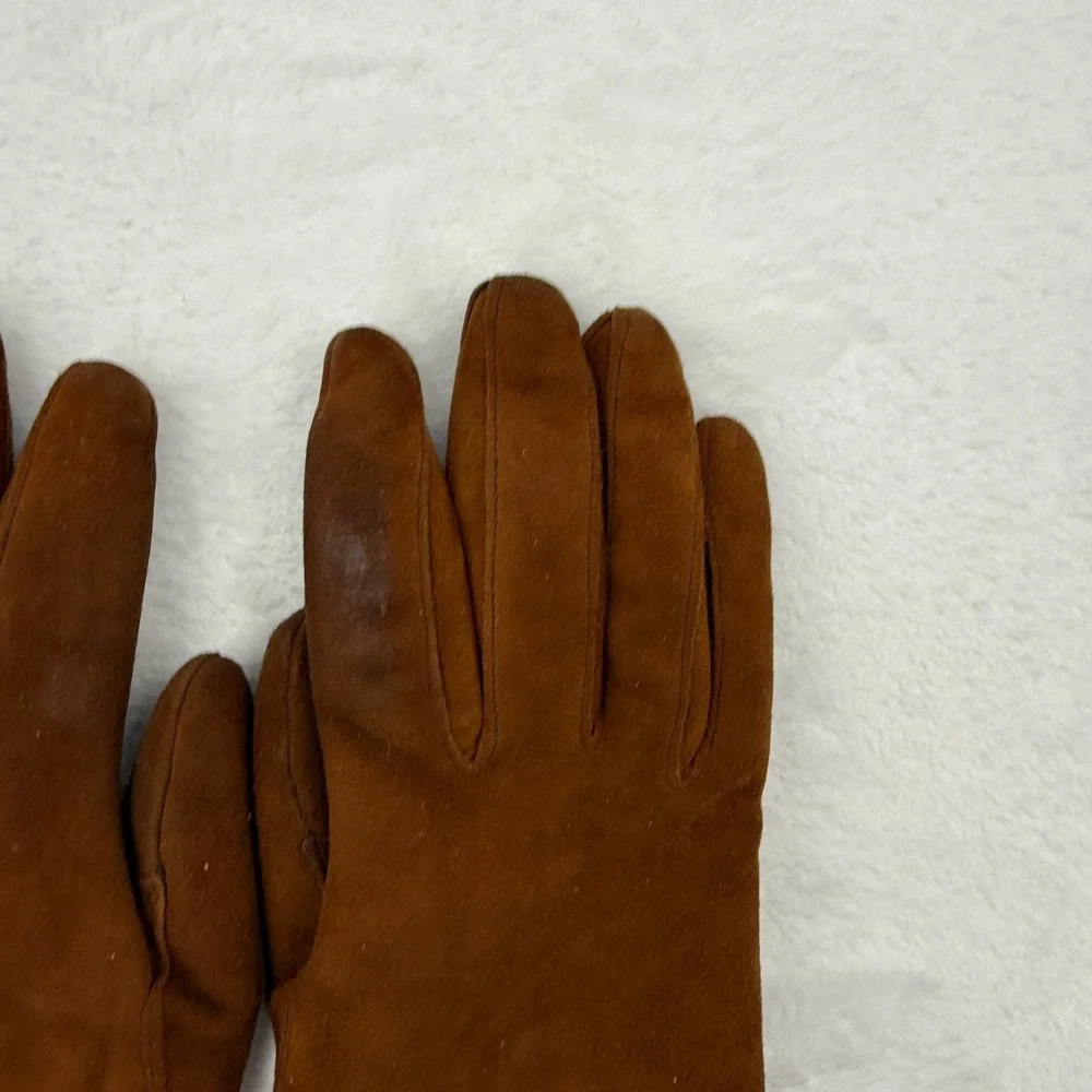 Moschino Women's Suede Leather Gloves Cashmere Lined Sz 6 Made in Italy